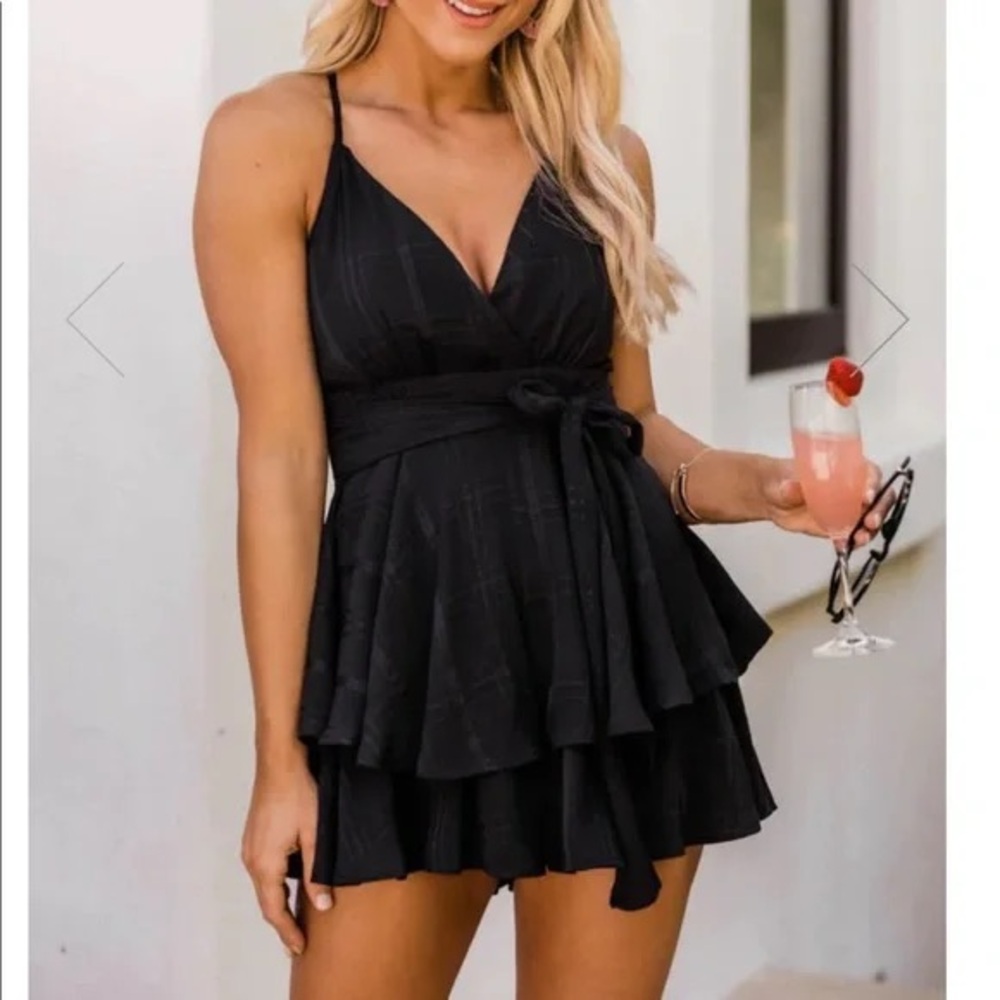 Pink Lily - Delightfully in Love Black Dress Romper - 2XL
